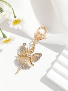 1pc Fashionable Glamorous Cute Angel Fairy Keychain Pendant, Decorated With Rhinestones, Suitable For Women Car Keys, Bags Decoration Bag Charms Car Accessories Teacher Friend Sister Gift Ideas - Multicolor - View 12