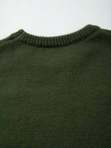 Winter Men's Unisex Versatile Casual Crew Neck Long Sleeve USA Letter American Flag Knit Pullover Sweater