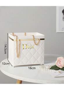 Foldable Floral Gift Box With Chain Handle, Made Of Thick Cardboard And Metal Chain, Sturdy And Waterproof, Suitable For Fresh Flowers, Dried Flowers, Handmade Gifts, Compact Folding Design, Simple And Elegant Style, Available In Multiple Colors