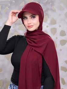 1 peça novo chapéu cachecol feminino de cor sólida com aba, chapéu lenço de cabeça versátil estilo Oriente Médio