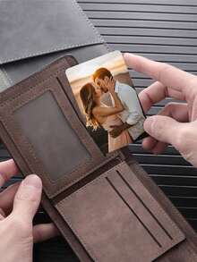 1pc Personalized Metal Wallet Card With Picture And Text, Custom Photo Text Engraved Wallet Insert For Husband Dad Men Gift Your Loved Ones A Personalized Metal Wallet Card That Holds A Special Photo And Heartfelt Message. - Multicolor - View 3