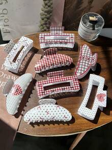 1/5/8pcs New Fashionable Fruit Print Hair Clips, Sweet Strawberry & Watermelon Square Versatile Claw Clips Hair Accessories Flower Hair Clip Fashion Hair Claw