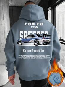 K-GLORY Men's Loose Kangaroo Pocket Hoodie Sweatshirt, Ideal For Car Enthusiasts, Autumn/Winter - Baby Blue - View 2