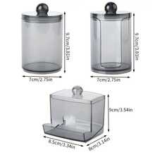 Paquete de 2/3 contenedores de baño dispensador Qtips, soporte para bolas de algodón de 10/7 oz, organizador de tarros de boticário para almacenamiento de hisopo de algodón - 2 piezas - Ver 8