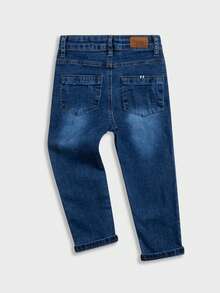 Boys' Classic Dark Washed Blue Straight Leg Jeans, Summer & Autumn - Dark Wash - View 4
