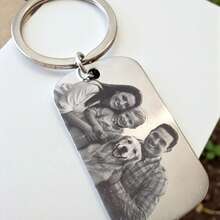 Personalised Engraved Stainless Steel Photo Keyring- Custom Family & Couple Gift Photo Keepsake, Customisable Present Christmas Gift For Him - Multicolor - View 5