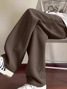 Men's Corduroy Sport Pants, Loose Straight Wide-Leg Trousers For Gym, Running, Outdoor Sport, Casual, Suitable For Spring & Autumn & Winter