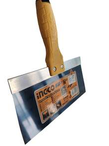 Espátula INGCO de 8"  diseñada para trabajos de construcción, remodelación y bricolaje. Su hoja flexible y resistente permite aplicar, extender o alisar materiales con precisión. Mango ergonómico que brinda comodidad y control durante el uso. Fabricada con materiales duraderos que aseguran larga vida útil. Herramienta esencial para profesionales y aficionados que buscan calidad, precisión y eficiencia en cada proyecto. - Amarillo - Ver 3
