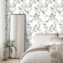 Tapet verde cu frunze de eucalipt - autocolant de perete autoadeziv din vinil, detașabil și impermeabil pentru decorul casei și renovarea pereților camerei de zi, dormitorului, bucătăriei, decor de perete estetic de toamnă - Multicolor - Vizualizare 9