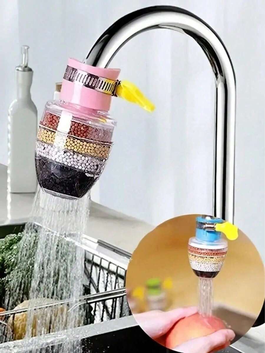 1 件加厚 6 层防溅过滤器、水龙头淋浴喷头、可调节方向 - 彩色 - 查看 1