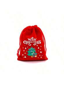 10 个大型圣诞装饰礼品袋套装，10 个圣诞主题图案礼品袋，圣诞节和万圣节天鹅绒抽绳礼品袋（图案随机） - 彩色 - 查看 4