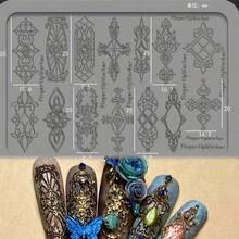 3D Transparent French Nail Art Mold - Gothic Medieval Celtic Knot & Jewelry Decor Embossing Template, Hollow Window Pattern, Suitable For Phone & DIY Handcraft Relief, Foot Design, Hand Embroidery Pattern, Embroidery Heat Transfer Sticker, Essential For Nail Artists, Nail Stamping, Nail Imprinting, Christmas Nail Art Stamp, Nail Art Supplies, Nail Mold, Reusable Nail Template, Nail Art Landscape Template