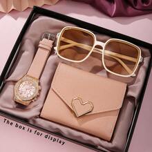 3pcs Women Elegant Fashion Quartz Watch Set, Versatile For Birthday Gift