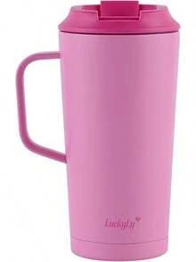 LuckyLy Termo para Café de Acero Inoxidable Iniciales 500ML, Doble Aislamiento Térmico y Tapa Hermética Antigoteo, Vaso Térmico tipo Taza ideal como Regalos para Mujer y Mamá – Modelo Nelly, Letra S - Letra B - Rosa - Ver 7