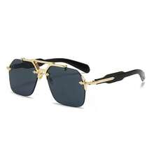 1 件装复古新款双桥金属边无框个性化时尚眼镜，纯色休闲 - 彩色 - 查看 3