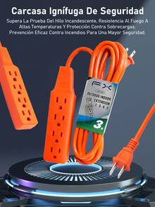 Extensión Eléctrica Uso Rudo Multicontacto Naranja/3M/5M/7M/15M - 3M - Ver 9