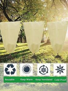 1 capa para plantas de inverno com zíper com cordão, cobertor resistente contra geada para plantas, capa de proteção para plantas em vasos, à prova de vento e anticongelante para arbustos no inverno, capa à prova de insetos para flores de jardim ao ar livre, à prova de vento, proteção respirável contra geada para árvores e arbustos, para proteção contra geada durante a extensão da estação, proteção contra sol, pássaros e insetos - design com cordão fácil de colocar