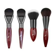 Brochas de maquillaje profesionales de pelo de caballo natural de lujo Beauty Planet para base en polvo y rubor, herramientas cosméticas - Rojo - Ver 7