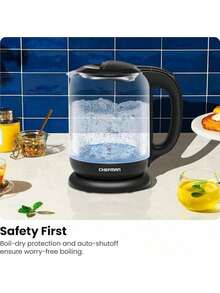 Chefman | Tetera con Jarra de Cristal | Hervidor Eléctrico de 1.Litros | Base de 360 Grados | Luz Led - 1,7 litros - Ver 9