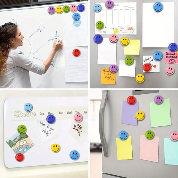 8 pezzi/4 pezzi/2 pezzi Magneti con facce kawaii - Magneti rotondi colorati per frigorifero e lavagna, ideali per cucina, ufficio, decorazione della casa - Regalo perfetto per San Valentino, Magneti da cucina | Design giocoso | Finitura lucida