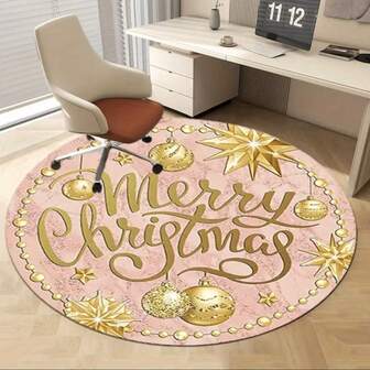 1pc Velvet Carpet Mat, Christmas Round Decorative Rug Suitable For Living Room, Bedroom, Study, Children's Room, Lounge Kitchen Rug