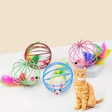 1Pc Random Color Caged Rats Rolling Wire Cage Plush Mouse Ball Funny Cat Toy Catches The - Hide Balls Interactive Toy, Mice And Animal Toys - Multicolor - View 6