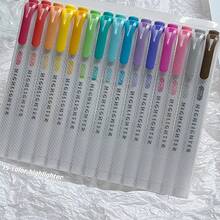 15 支双头荧光笔，双头温和彩色荧光笔，荧光标记笔，用于着色、下划线、突出显示，宽头和细头，回到学校