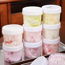 12 قطعة وعاء بلاستيكي سعة 160 مل مع غطاء لولبي، حاويات تخزين طعام دائرية قابلة لإعادة الاستخدام ومقاومة للتسرب، مناسبة للتجميد والغسالة الآلية، لتحضير الوجبات والآيس كريم واللبن والحلوى والسلطة - تشمل 12 وعاء + 12 غطاء (للنزهات الصيفية وحفلات الحزب)