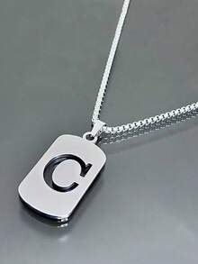 1pc New DIY Stainless Steel A-Z Letter Pendant Necklace, 26 Alphabet Jewelry, Couples Gift