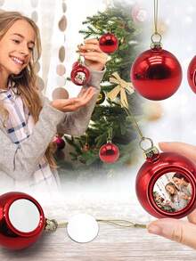 1PC Personalized Heat Transfer Printing Photo Circular Plastic Christmas Hanging Ball, Christmas Tree Decoration Hanging Ball, Pendant, Backpack Pendant, Home Decoration Pendant, Customized Photo Picture, Customized Product - Multicolor - View 5