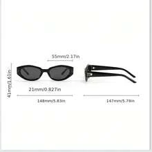 1 Pair Of Fashionable Korean Style Cat Eye Women's PC Material , Simple Style, Frameless Design, Suitable For Daily Street Shooting - 灰框-黑灰片 - 查看 6