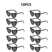 10只/套 时尚心形派对眼镜，复古心形眼镜，新娘婚礼眼镜，婚宴眼镜，女士复古别致心形眼镜，适合购物、户外旅行和派对佩戴 - 黑色 - 查看 1