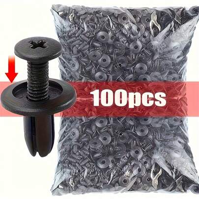 100pcs Plastic Rivets Fasteners, Durable Car Clips For Interior/Exterior/Trunk, Quick Install Screws For Bumpers And Fenders, Industrial Nuts, Full Thread Coverage