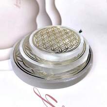 1 件天然水晶 6 厘米/8 厘米/10 厘米透石膏片板金色生命之花金色图案盘圆形家居装饰 - Flower Selenite Slice - 查看 5