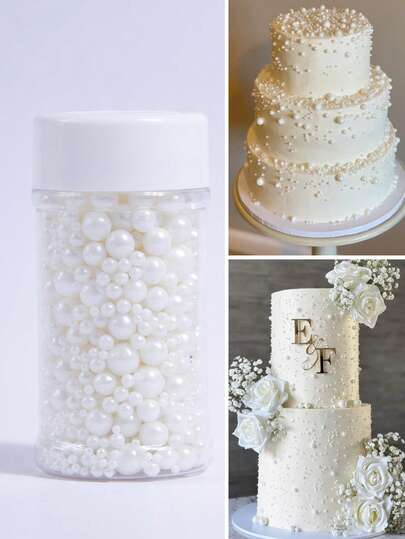 Decorazioni per torte per decorazioni fai-da-te per torte, perle bianche di dimensioni miste. Adatte per decorare torte di compleanno, ciambelle, cupcake, gelati e biscotti, sono forniture decorative ideali per matrimoni, feste, San Valentino, Ognissanti, Natale e altre occasioni.