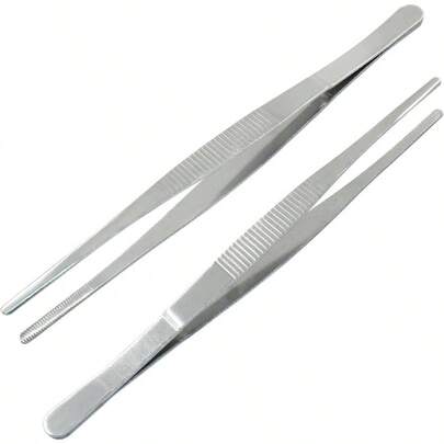 2 piezas de pinzas de acero inoxidable de 8 pulgadas, pinzas rectas de metal de uso general para cocina, manualidades y plantas