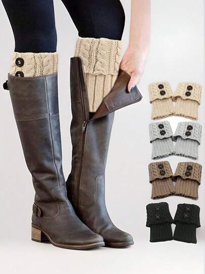 1 Paar Damen Winter Warm Stiefelmanschetten, gehäkelte gestrickte kurze Beinwärmer für Stiefel, Beinmanschetten Stiefel Wärmer als Geschenk