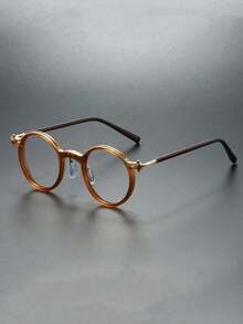 2025 New Retro Fashion Eyeframe Men's Round Frame Punk Metal Anti Blue Light Computer Flat Light Glasses High Quality Design Glasses Suitable Daily Wear - 無色 - 查看 8