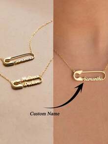 Collar con colgante de clip de papel con nombre personalizado, adecuado para hombres y mujeres, collar personalizado, placa con nombre grabado personalizado de 1-2, joyería de acero inoxidable de moda, regalo de pareja, regalo de cumpleaños, regalo de aniversario - Multicolor - Ver 1