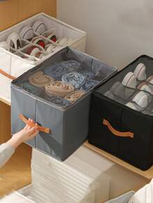 Foldable With Lid, Visual Multifunctional With Grid, Clothing, Shoes, Miscellaneous Items, Storage Box - Multicolor - View 5