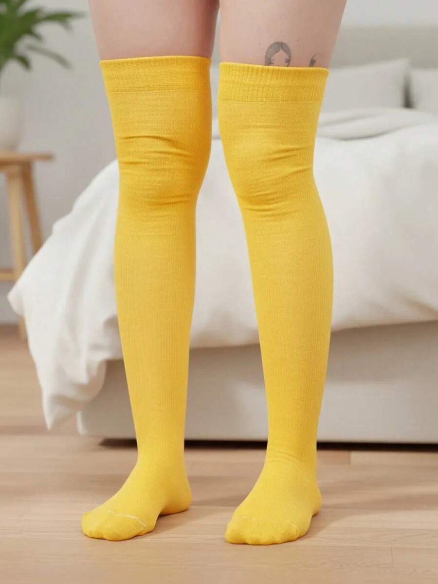 Don Calcetin Women Over The Knee Socks - 黃色 - 查看 1