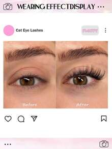 Asiteo Pairs Brown Faux Mink Eyelashes, Transparent Stem, Fine & Thick Eye Makeup, Fluffy & Natural, Transparent Stem, 3D Curly, Full Strip Lashes, Eyelash Extensions, False Eyelashes, Lashes - 黑色 - 查看 4