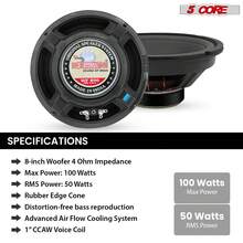 5 Core 8" Subwoofer 500W Car Audio 4Ohm Sub Woofer Speaker - 黑色 - 查看 8