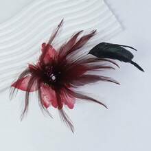 1 broșă/corsaj din pene, mărgele de cristal și material de șifon, accesoriu versatil pentru ținuta de nuntă, poate fi asortată cu o pălărie mini, cadou de Crăciun