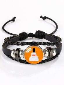 Halloween Gemstone Beaded Metal Bracelet, Handmade Jewelry