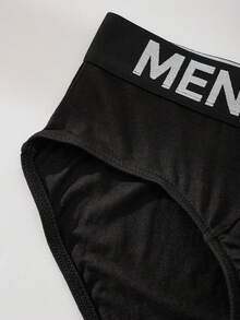 HIALEGION 2pcs Random Men's Briefs & Boxer Briefs, Fashion Letter Waistband, Elastic Soft, Comfortable Daily Sleep Men's Underwear - Black - View 5