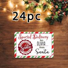 6/12/24pcs Customized Christmas Gift Paper Sticker Labels, Personalized Text Customization, Christmas Gift Labels, Couple, Friend And Family Gift Sticker Labels - Multicolor - View 12