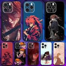 Custodia per telefono compatibile con Anime R-Rurouni Kenshin, adatta per iPhone 17, 16, 15, 14, 13, 12, 11, Pro, Max, Plus, X, XS, SE4, E, Mini, in morbida cover nera