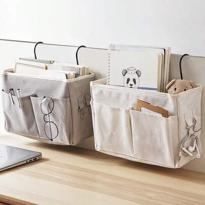 Bedside Caddy Hanging Storage Organizer - Durable Fabric Multi-Pocket Pouch For Dorm Beds & Home Beds, Holds Phones, Books, Chargers, Eyeglasses & Remotes | No More Clutter Side-Of-Bed Organizer, Essential For College Dorm Rooms, Small Bedrooms & Student Living