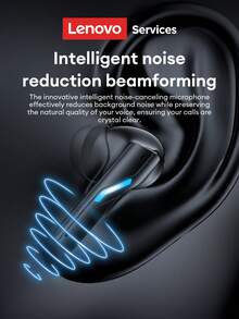 Lenovo 联想 GT100 蓝牙耳机，半入耳式高品质音频，超低延迟游戏模式，长电池寿命，舒适的硅胶耳塞，兼容智能手机和电脑的无线耳机 - 白色 - 查看 4